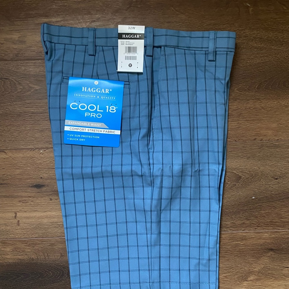 Haggar Cool 18 Pro Slate Check Pants